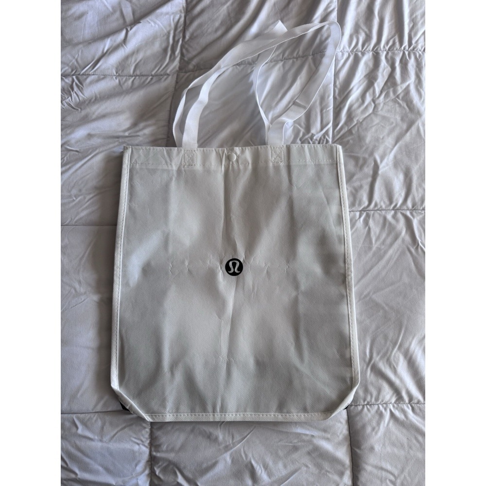 LULULEMON Med BLACK & WHITE Tote Reusable Shopping Bag 14" x 16" New